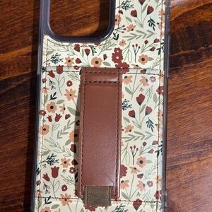 Floral Design Phone Case with Brown Strap